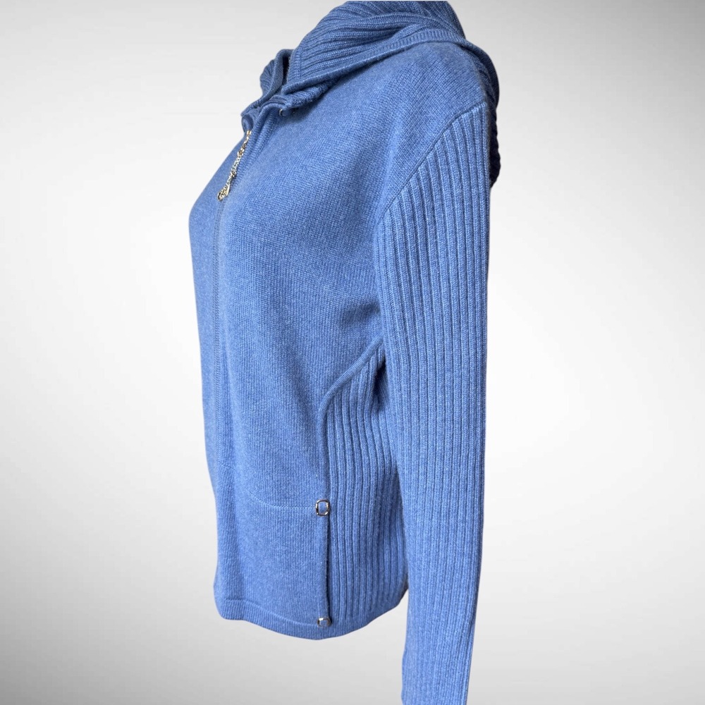 St John Cashmere 3 Piece Hoodie Jacket Tank Pants Suit Set Blue L XL Vintage - Picture 3 of 13